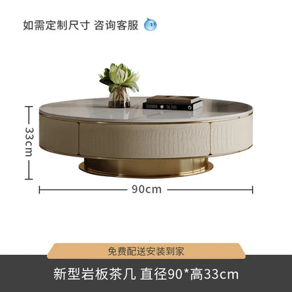 A163 Italian Light Luxury Stainless Steel round Living Room Home Coffee Table Modern Side Table