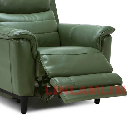 MANBAS Luxury Power Reclining Sofa - Modern Genuine Leather 3-Seater Couch with Footrests & USB, Electric Recliner Home Theater