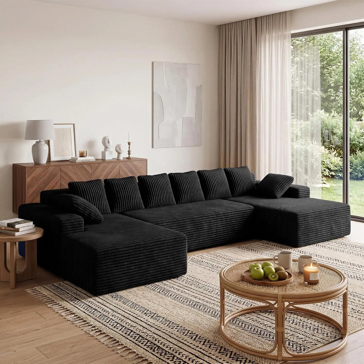 131'' Oversized Boneless Cloud Couches with Chaise, Deep Seat U Shaped Modular Sectional Sofa for Living Room 1PCS,, Customized