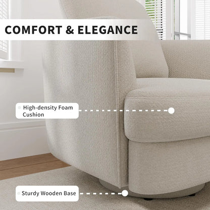 Swivel Accent Chair,Modern 360 °Swivel Barrel Chair, Oversized Armchair with Curve Back and Soft Cushion, Customized