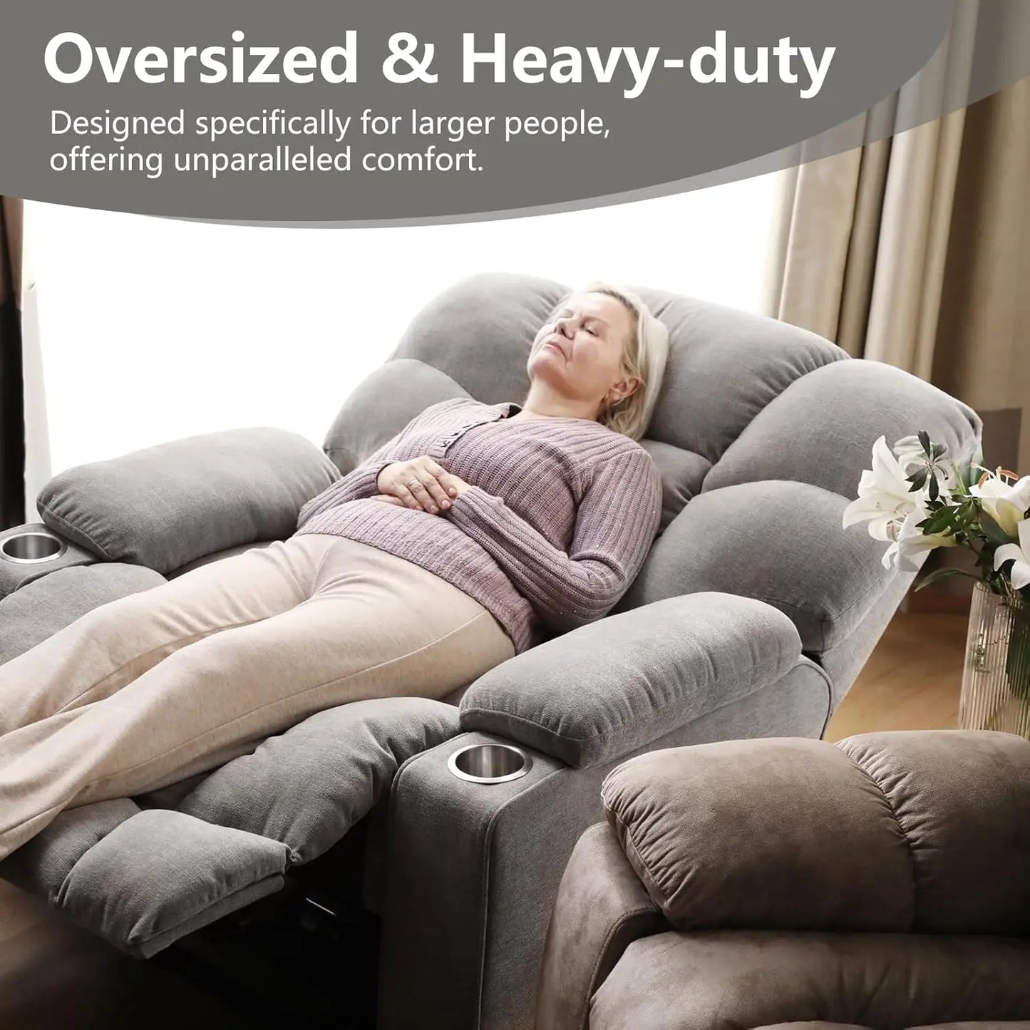 EBELLO Oversized Power Lift Recliner Chair for Elderly, Electric Recliner Chair with Massage and Heating with USB Port