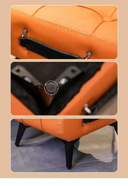 A square leather stool, living room stool, sofa footstool, home decoration, light luxury American, Italian, home decoration