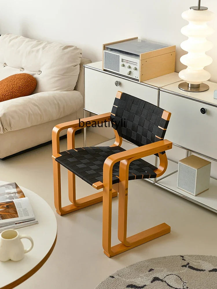 xArmrest Dining Chair Mid-Ancient Woven Chair Retro Desk Office Computer Chair