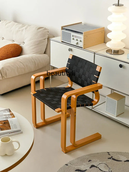 xArmrest Dining Chair Mid-Ancient Woven Chair Retro Desk Office Computer Chair
