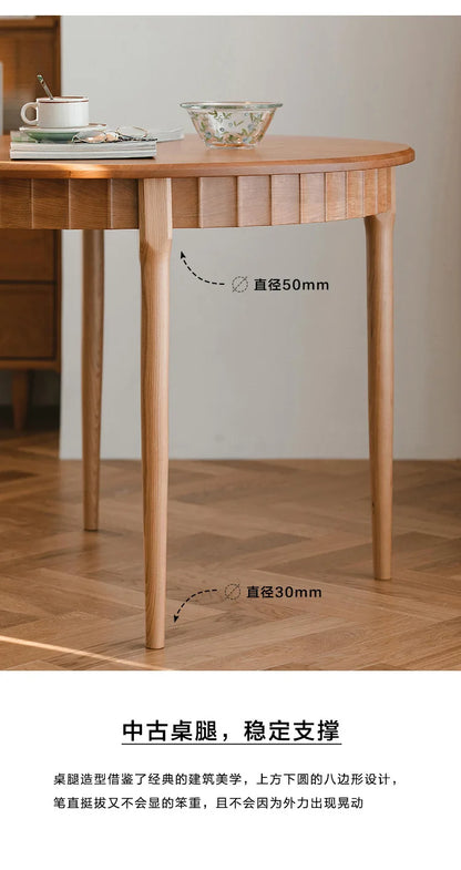 Jimei round table Nordic simple small apartment modern solid wood cherry wood log dining table home leisure