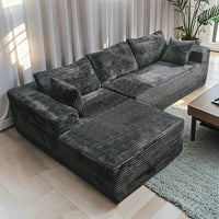Relax in Comfort  Cloud-Like Corduroy Sectional Sofa with Chaise and Built-In Storage