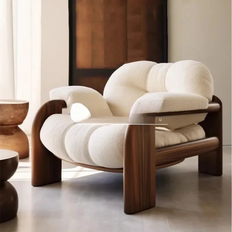 Italian style, retro solid wood leisure, living room bedroom single, medieval single sofa chair