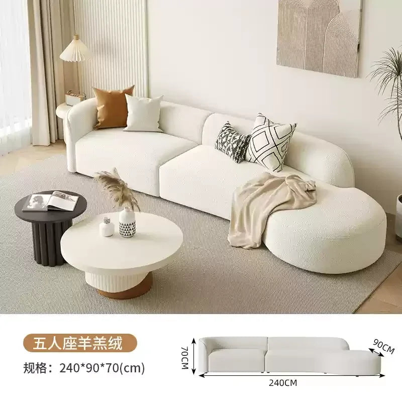 Cream Wind Sofa Modern Simple Aesthetics Designer Relaxing Sofa White Trendy Luxury Living Room Muebles Lounge Suite Furniture