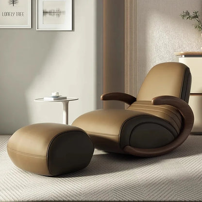 Accent Lazy Sofa Relax Armchairs Free-standing Home Lounge Balcony Furniture Modern Solid Wood Rocking Recliner Backrest Chair