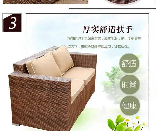 Outdoor Open-air Garden Sofas Hotel Backrest Modern Leisure Garden Sofas Balcony Pe Rattan Furniture Sofá Do Jardim MHHYSF