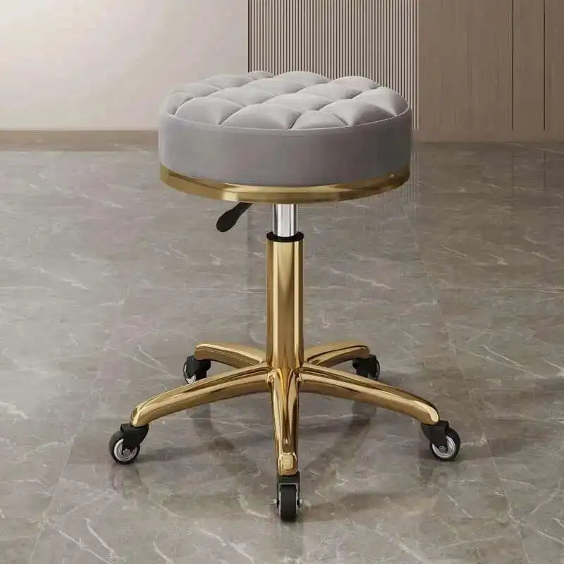 Barber Nail Salon Chair Swivel Wheels Rotating Salon Hair Stylist Barbershop Equipment Furniture Professional Rolling Silla