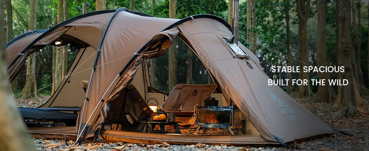 OneTigris Orbitis Tunnel Tent with Stove Jack 4 Person Lightweight Camping Hot Tent with Mesh Vent for Glamping Bushcraft Travel