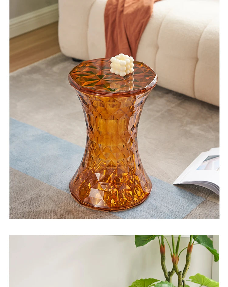 Nordic creative crystal stool Nordic simple color transparent bathroom home shoe changing  creative ins low