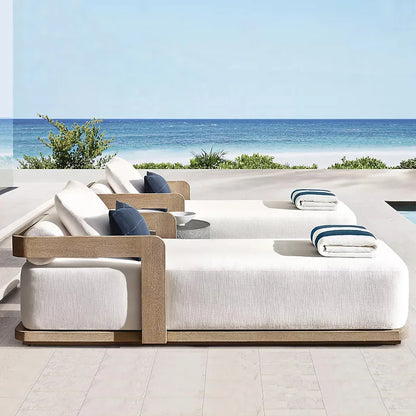 Teak outdoor sofa courtyard preservative wood furniture outdoor leisure sofa garden terrace old solid wood sofa chair