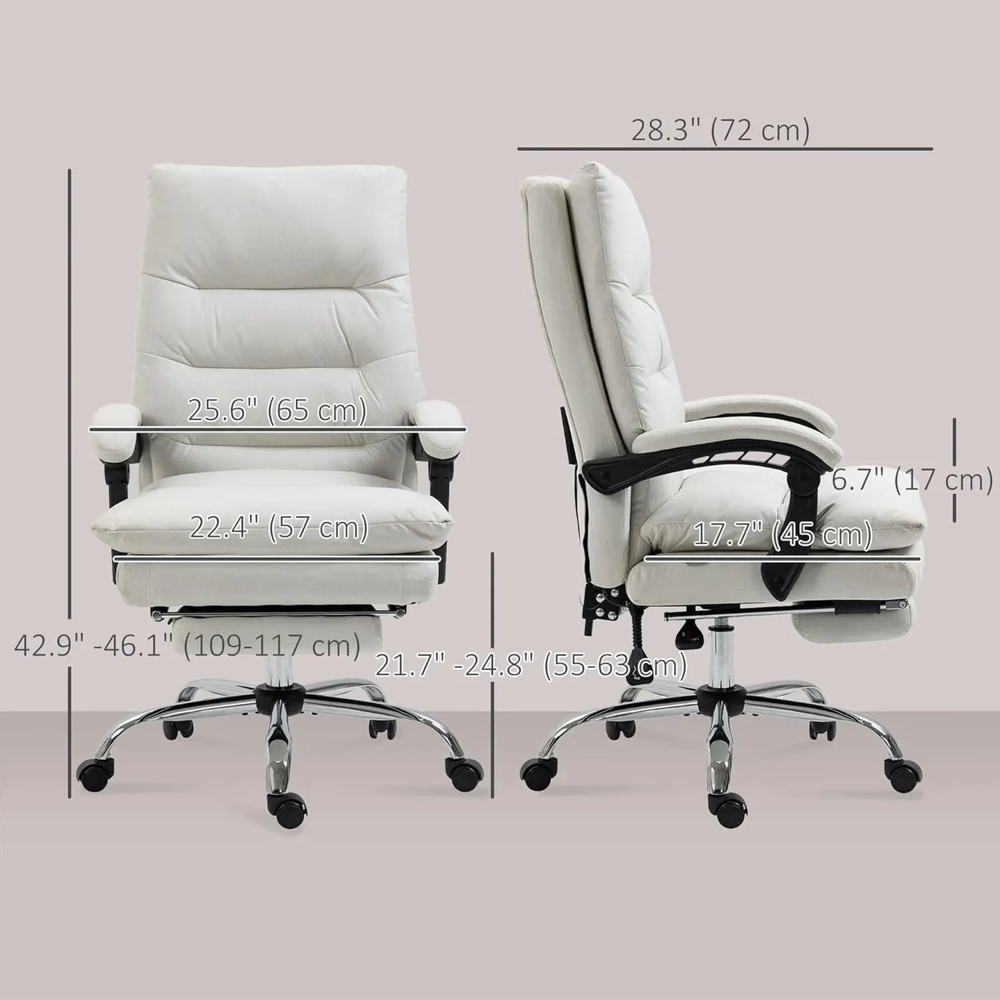 Microfibre Executive Massage Office Chair, Computer Desk Chair, Heated Reclining Chair with Footrest, Customized