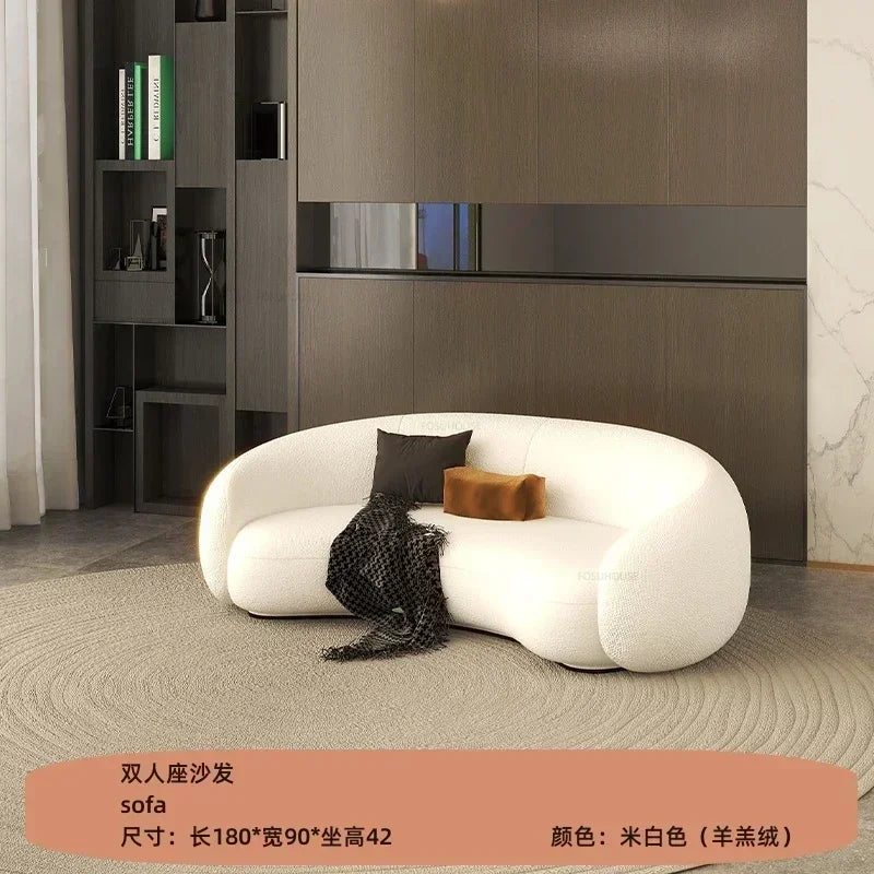 Curved Living Room Sofas Living Room Furniture Cream Style Beauty Salon Sofa Clothing Store Rest Area Reception Sofab