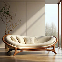 a3813  New Chinese-style solid wood sofa living room modern simple small apartment leather recliner sofa lazy chair