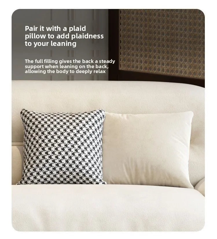 Sofa cream style, minimalist cat claw cloth leather art, small apartment living room arc sofa