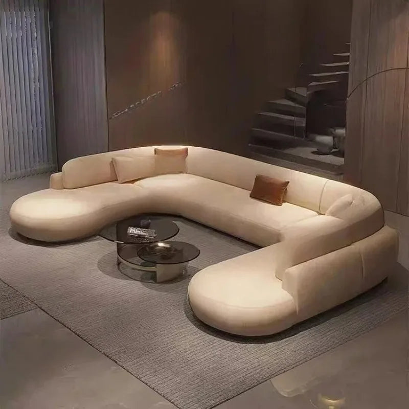 Nouveau canapé en tissu mat incurvé, grand canapé plat, simple et moderne, pour salon, grand ou petit canapé