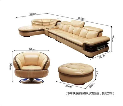 Contemporary Modern Leather Living Room Sectional Sofas Set 7 Seater Corner L Shaped Sofa Couch Bed Longue Indoor Furniture