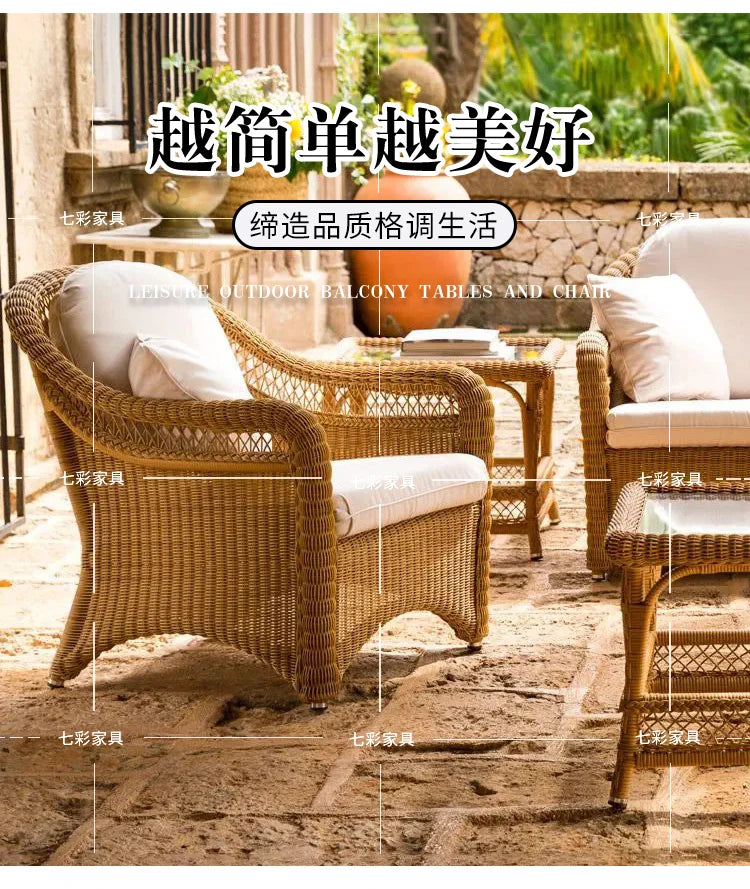 Zz outdoor sofa courtyard leisure hotel outdoor terrace garden balcony rattan chair sofa combination