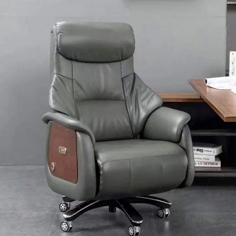 Light luxury lunch break reclining office seat leather class chair comfortable sedentary electric home massage boss