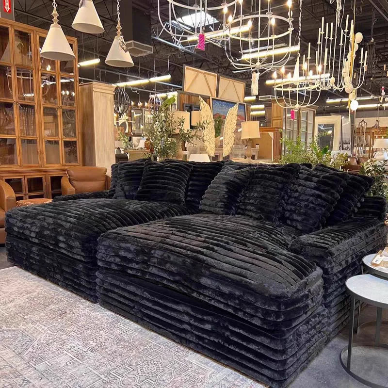 Ultra Wide Deep Plush Fabric Sofa for Large Villas Living Room,  Luxury Super Large Plush Sofa for Cinemas Big Sofa