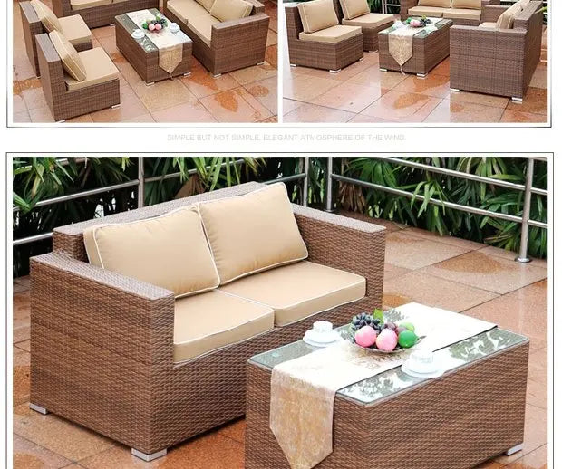 Outdoor Open-air Garden Sofas Hotel Backrest Modern Leisure Garden Sofas Balcony Pe Rattan Furniture Sofá Do Jardim MHHYSF