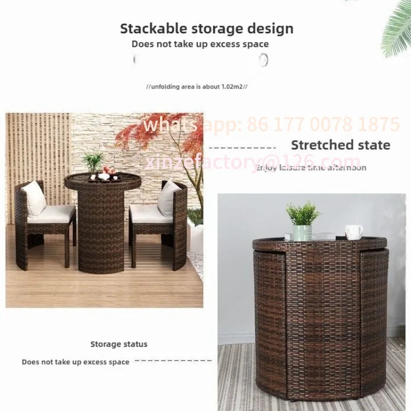 Customizable Balcony Courtyard Leisure Table and Chair Combination Rattan Chair Three Piece Set Tea Imitation Rattan Chair Tea