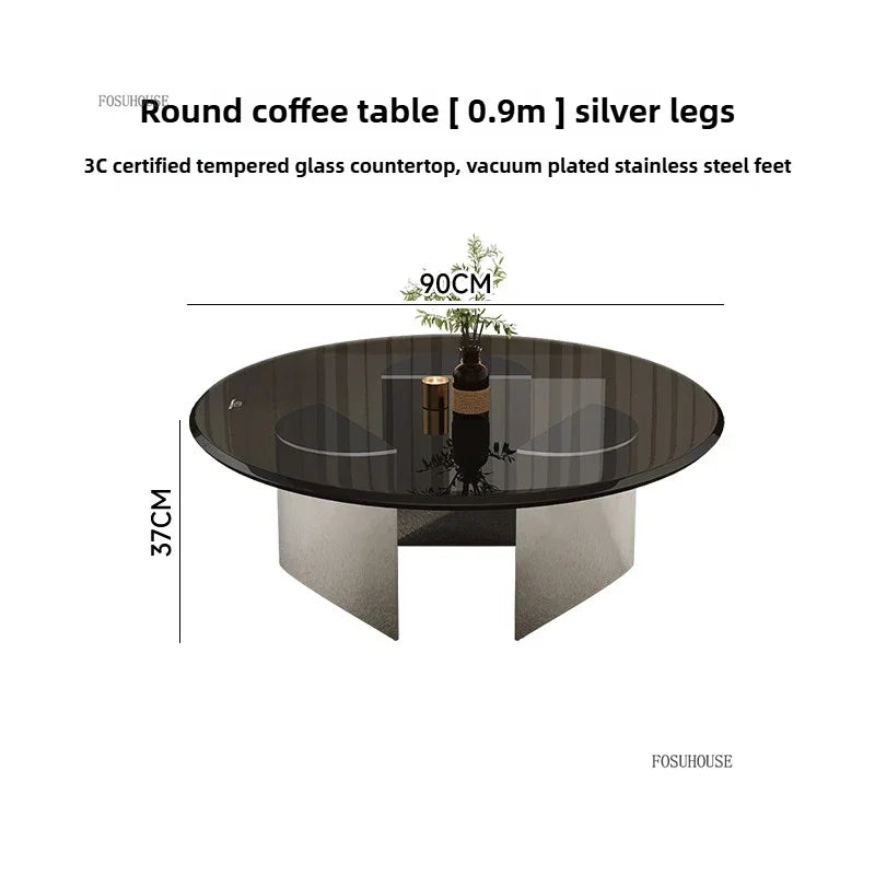 Nordic Light Luxury Coffee Tables Glass Side Table Designer Stainless Steel Corner Table Home Furniture Living Room Coffee Table