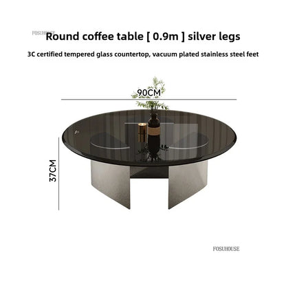 Nordic Light Luxury Coffee Tables Glass Side Table Designer Stainless Steel Corner Table Home Furniture Living Room Coffee Table