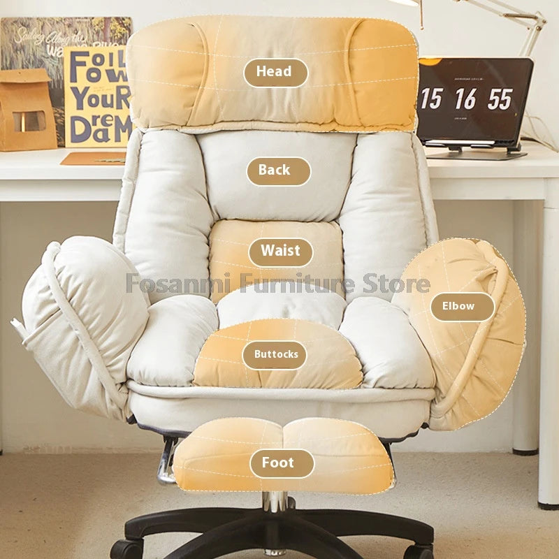 Comfort Soft Desk Chair with Adjustable Armrests Home Office Ergonomic Wide Seat Computer Chairs High-Back Gaming Recliner Chair