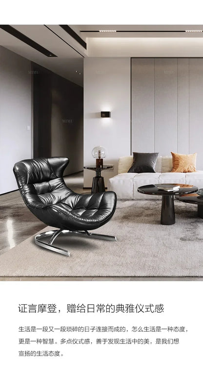 AANew Style Italian Single Leather Sofa Chair Living Room Light Luxury Bedroom Modern Wingback Chair Leisure Chair Recliner Ss 7