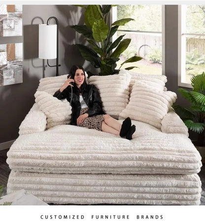 Nordic Sofabed Vacuum Compression Sofa Bed Modern Simple Lazy Sofa Bed  Thick Strip Velvet Large Sofa Bed Living Room Furniture