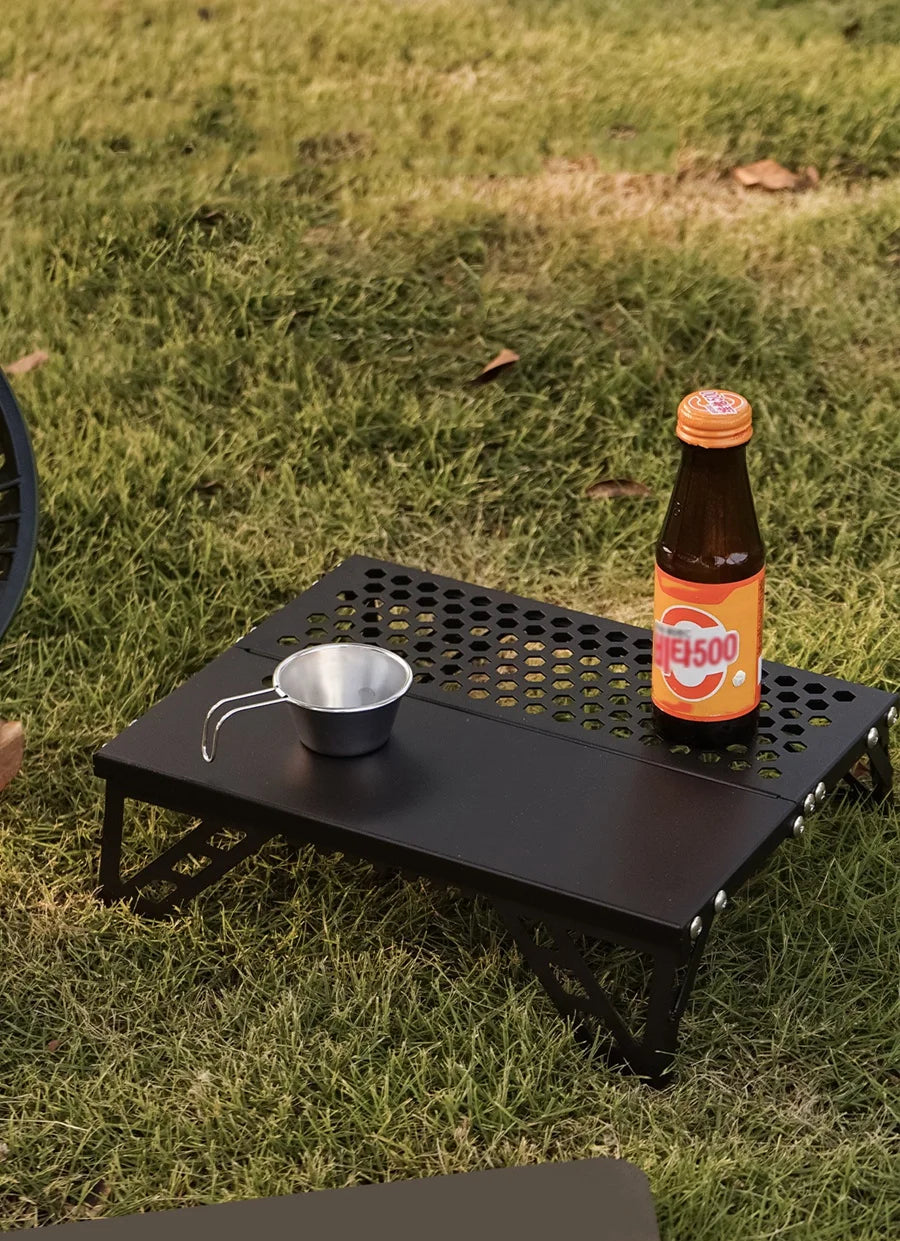 Pocket Mini Table for Camping, Aluminum Lightweight Portable Table Foldable Leg Design Perfect for Cookware, Hiking, Fishing