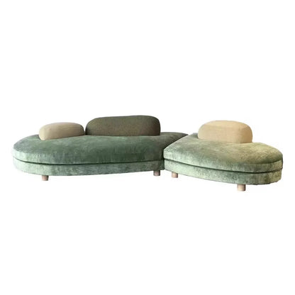 1PCS kXS French Pebble Sofa Designer Large Flat Layer Love Special-shaped Green Fabric Module Combination Arc