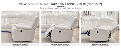 QAZ8-Power Recliner Sectional Sofa Couches with Bass Speakers Living Room.Leather Reclining Corner Sectionals Sofa Couch Sets wi