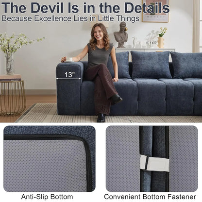 119"Boneless Couch, Cloud Sectional Couch with Deep Seat,High-Density Memory Foam and Chaise,Sectional L Shaped Sofa-Customized