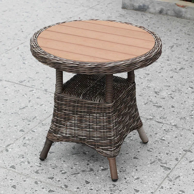 US Retro Outdoor Rattan Cafe Restaurant Table and Chair Combination Open-air Courtyard Garden Rattan Dining Table and Chairs