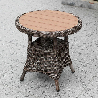 US Retro Outdoor Rattan Cafe Restaurant Table and Chair Combination Open-air Courtyard Garden Rattan Dining Table and Chairs