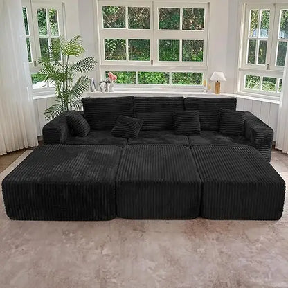 Nordic Sofabed Vacuum Compression Sofa Bed Modern Simple Lazy Sofa Bed  Thick Strip Velvet Large Sofa Bed Living Room Furniture
