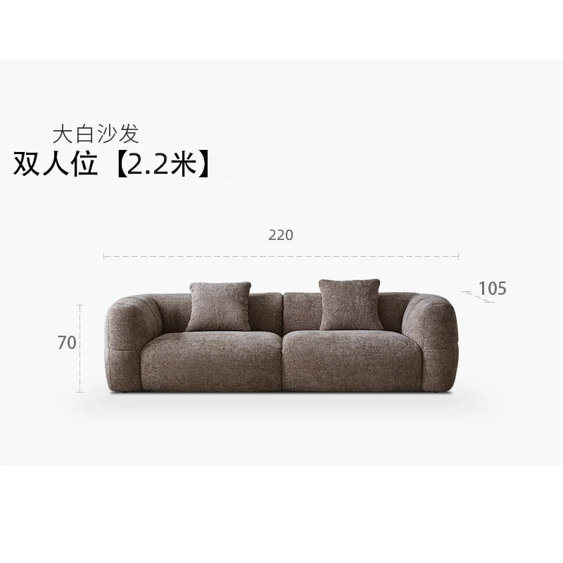 Large Retro Lounge Lazy Sofa Modern Chenille Apartment Living Room Cream Tofu Blocks Style Fabric Armchairs Home Furniture