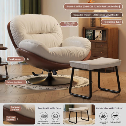 Luxury Living Room Lounge Chair Soft Reclining Home Relaxing Chair Adjustable Height Modern Bedroom Swivel Sofa Chairs Furniture