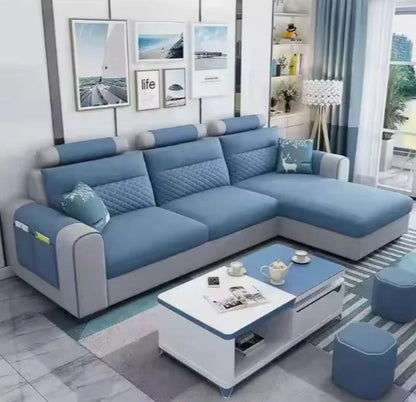 Newest Design Cloth Art Sofa Small Family Sitting Room Furniture Removable and Washable Corner Three Seat Fabric