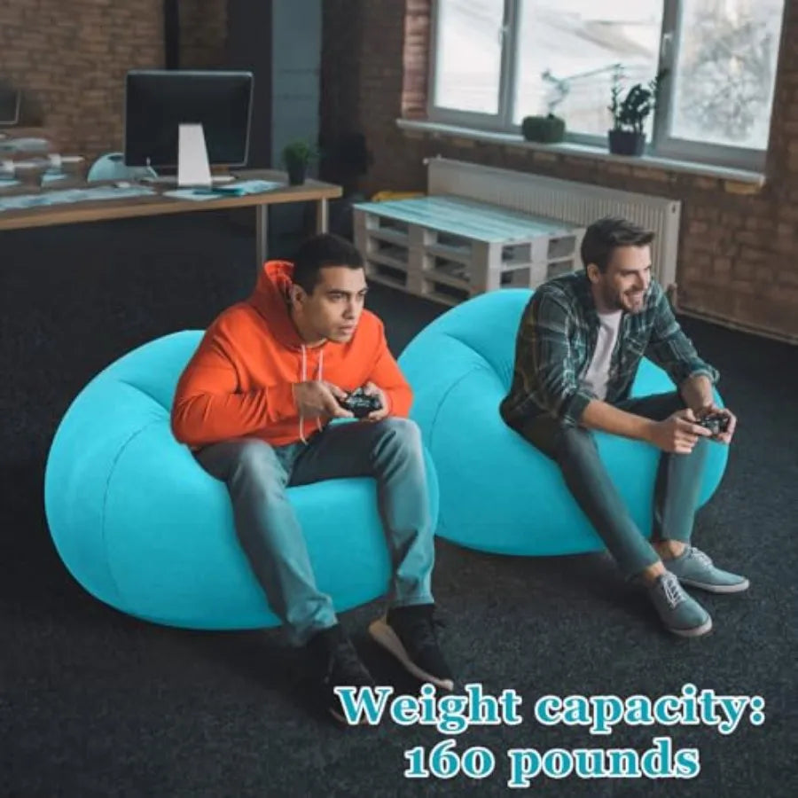 Inflatable Bean Bag Chairs Outdoor Blow up Camping Chairs Inflatable Lazy Sofa Folding Portable Bean Bag Loungers Couch for Mov