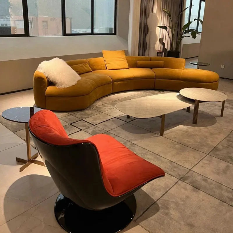 Curved sofa minimalist designer large corner fabric sofa combination