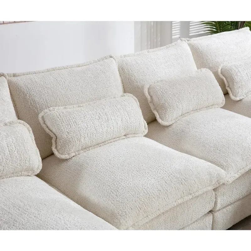 U-Shaped Sectional Sofa Couch, Modern Chenille, Comfy Modular Sleeper with Double Chaise, Memory Foam for Living Room