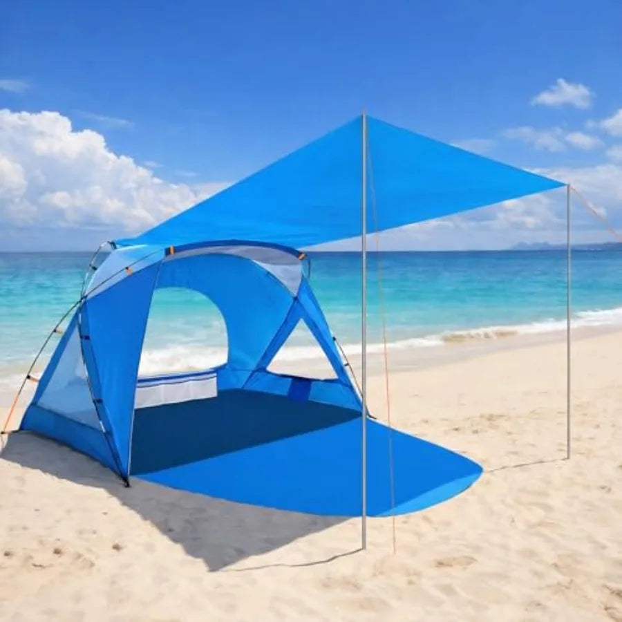 Beach Tent, Portable Sun Shelter for 3 Person with UPF 50+ UV Protection, Easy Setup Waterproof Beach Shade Canopy Cabana for Fa