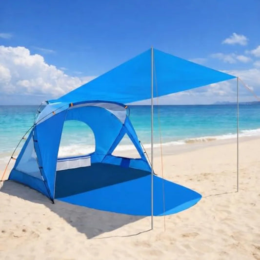 Beach Tent, Portable Sun Shelter for 3 Person with UPF 50+ UV Protection, Easy Setup Waterproof Beach Shade Canopy Cabana for Fa