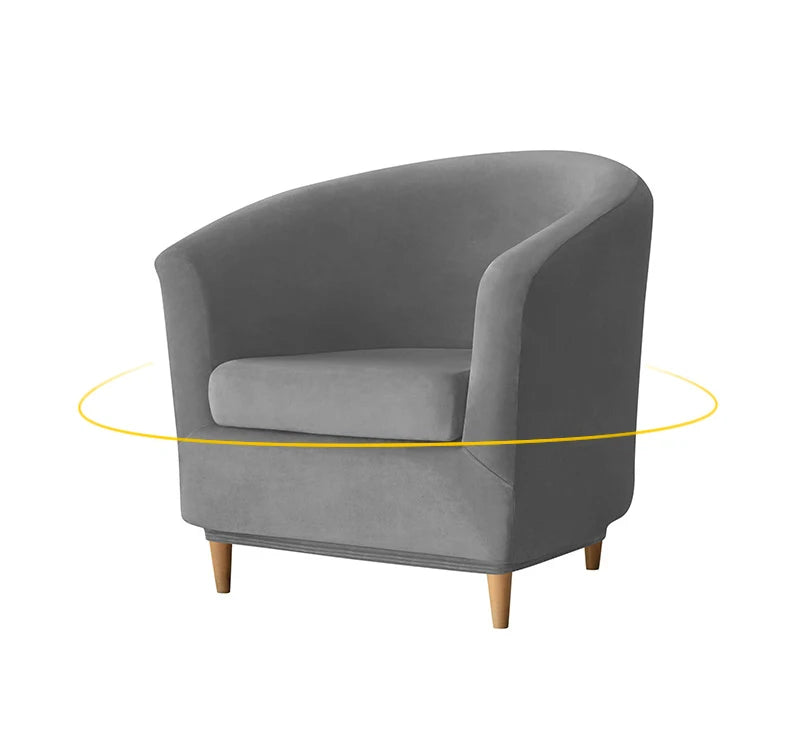 2pc/set Plush Club Chair Slipcover Stretch Elastic Chair Covers Solid Color Tub Chair Slipcovers Spandex Armchair Sofa Cover